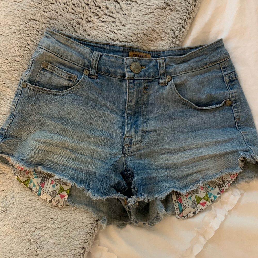 High Waisted Jean Shorts with Pocket Detail